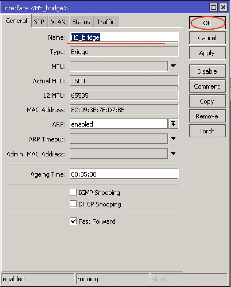 Mikrotik Bridge.